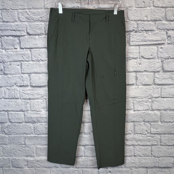 Athleta Palisades Ankle Pants Women Army Green Nylon Tapered Leg Size 6 (30X26) - Picture 2 of 13